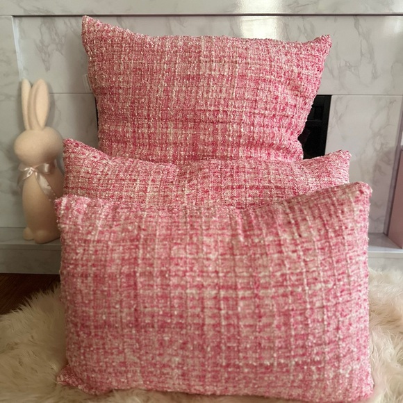 Pink Tweed Throw Pillows (Large) - Picture 3 of 10